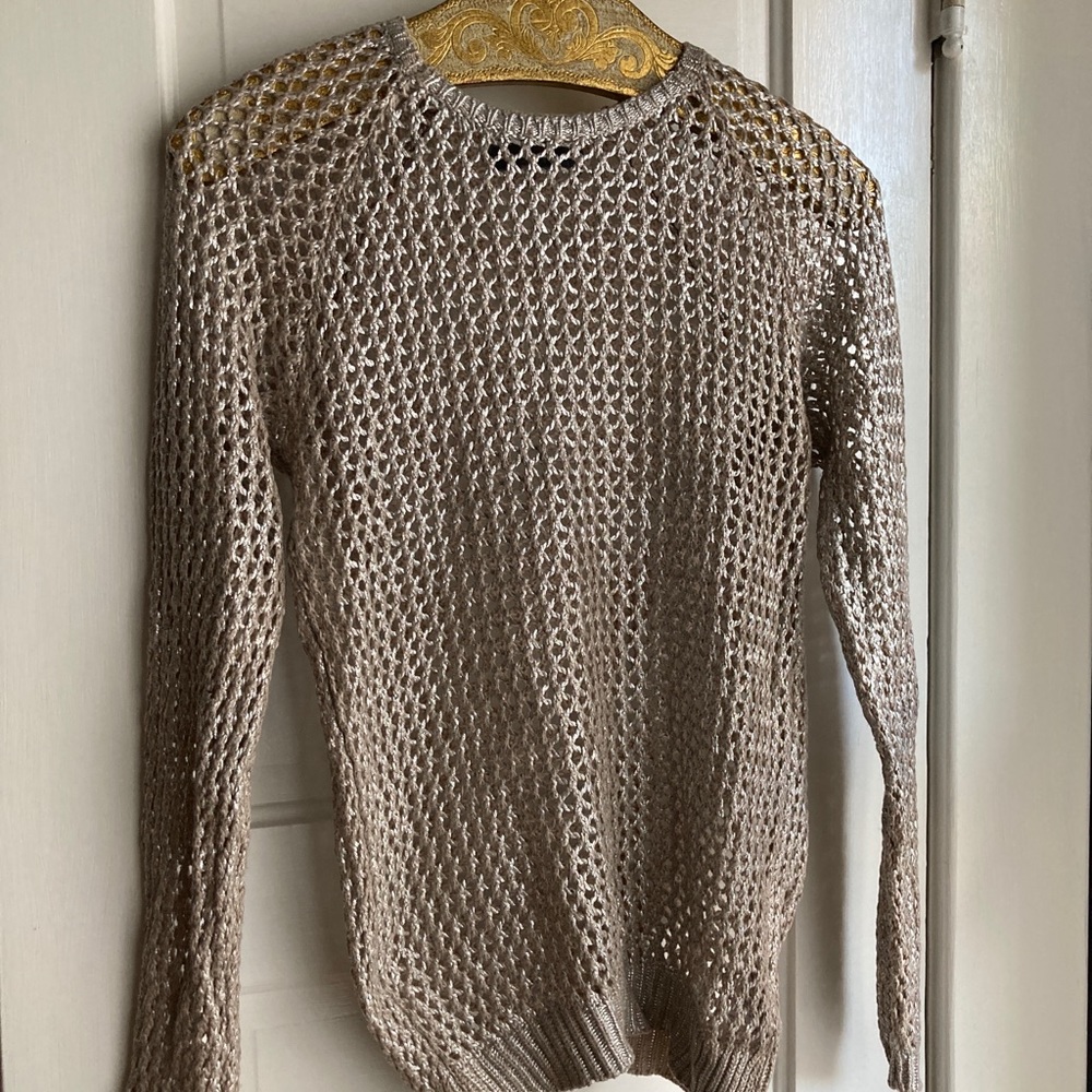 Velvet Metallic Open Knit Sweater (cotton/modal/silk blend)